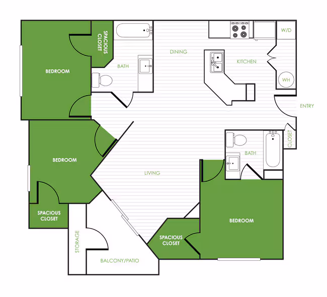 3 Beds • 2 Bath 621 floor plan
